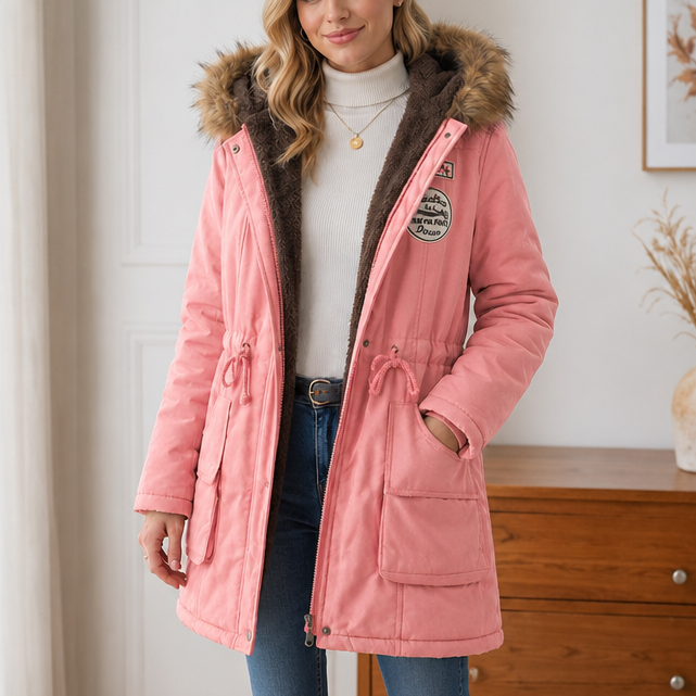 Parka mit geradem Schnitt und Kapuze für Damen