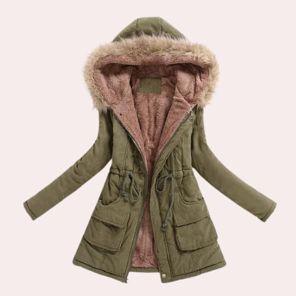 Parka mit Kunstfellbesatz und Kapuze für Damen