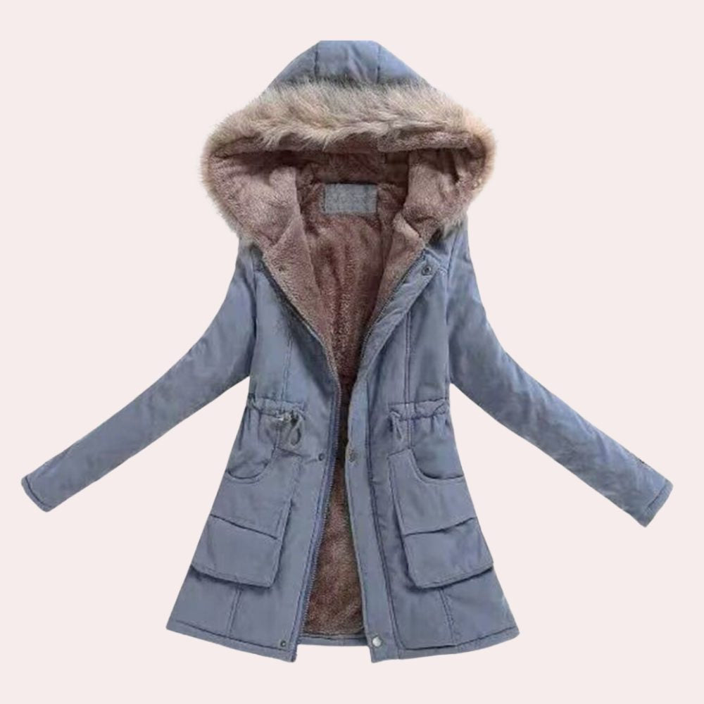 Parka mit Kunstfellbesatz und Kapuze für Damen