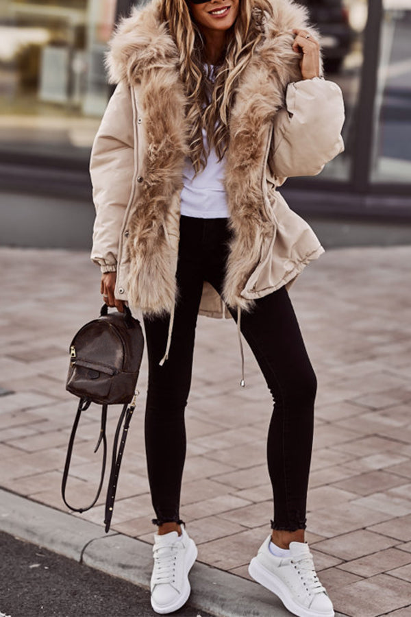 Parka mit Kapuze und Kunstfellbesatz für Damen