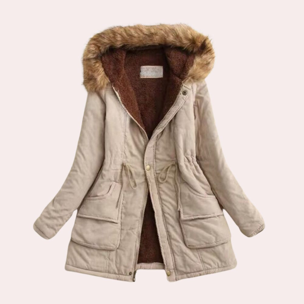 Parka mit Kunstfellbesatz und Kapuze für Damen