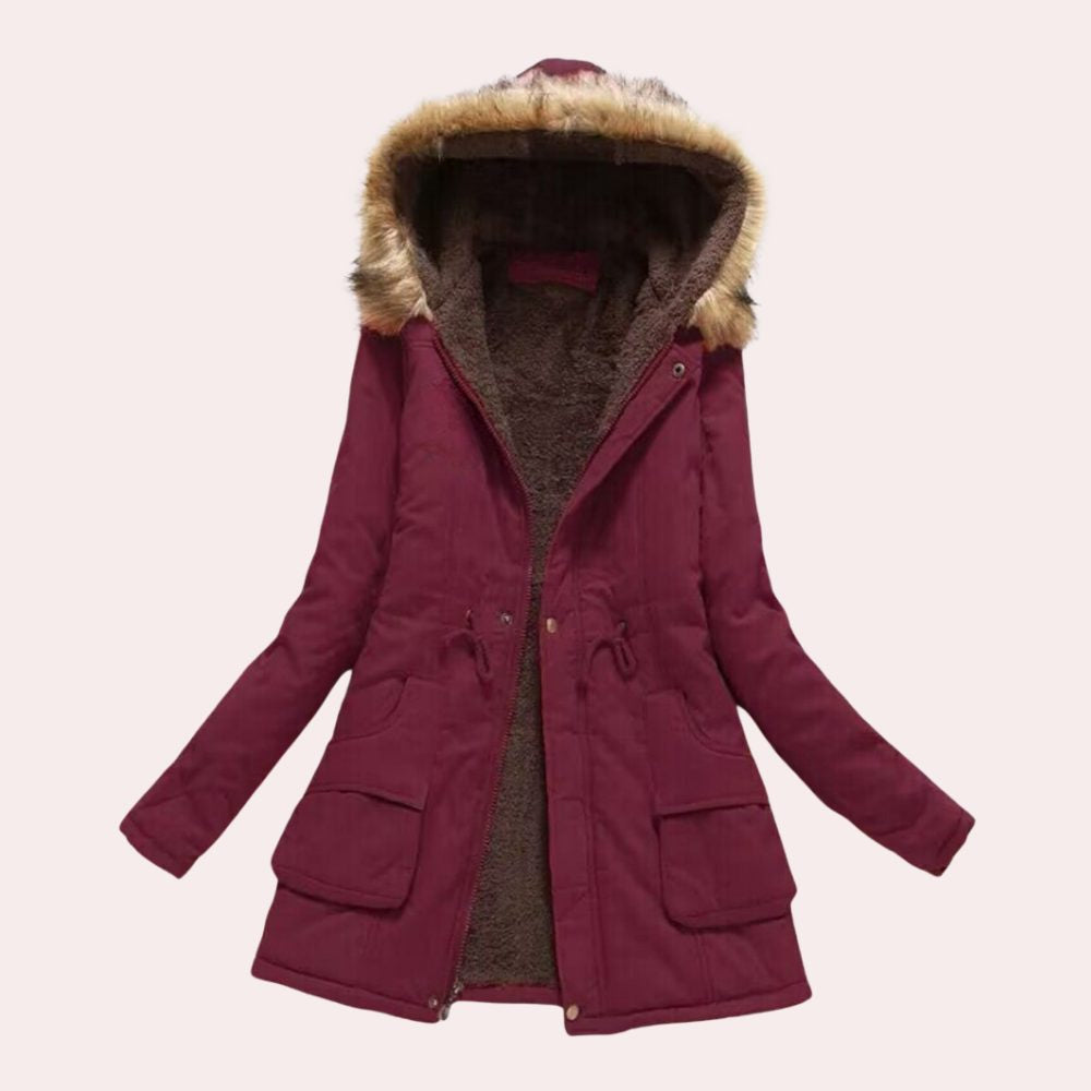 Parka mit Kunstfellbesatz und Kapuze für Damen