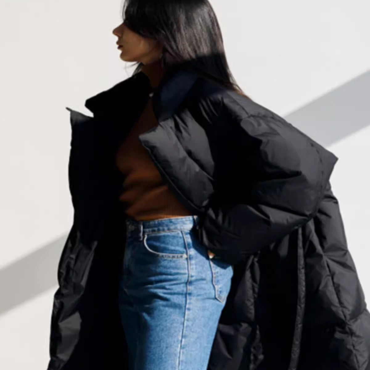 Parka mit Wickelgürtel und Stehkragen für Damen