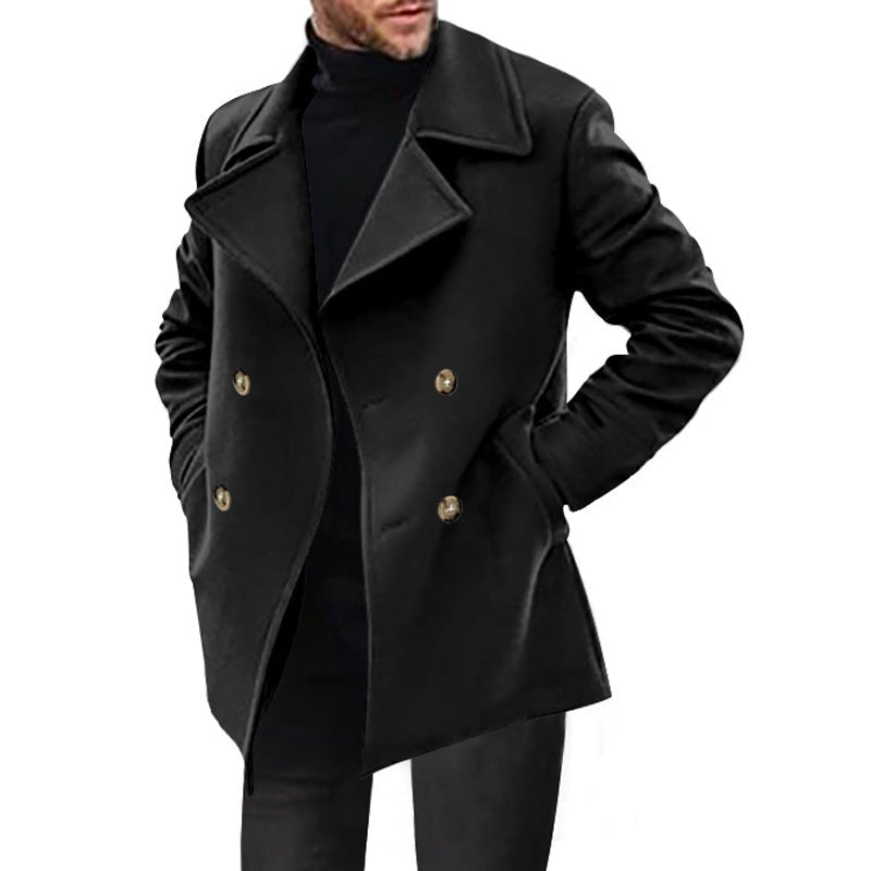Cabanjacke mit breitem Revers und Taillierung für Herren - Schwarz