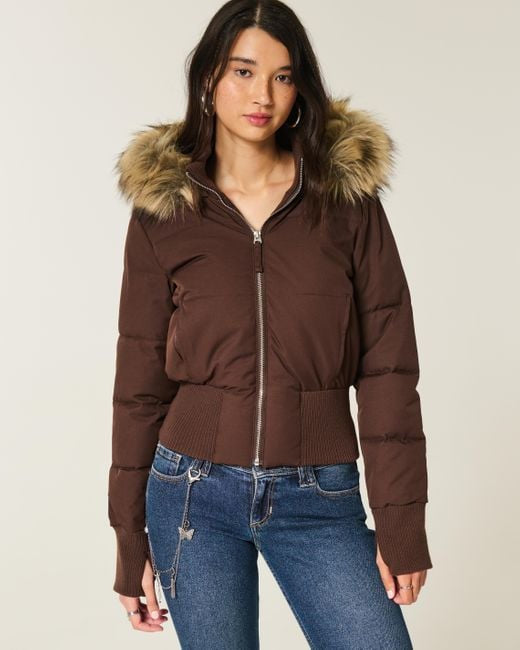 Pufferjacke mit Steppmuster und Kapuze für Damen