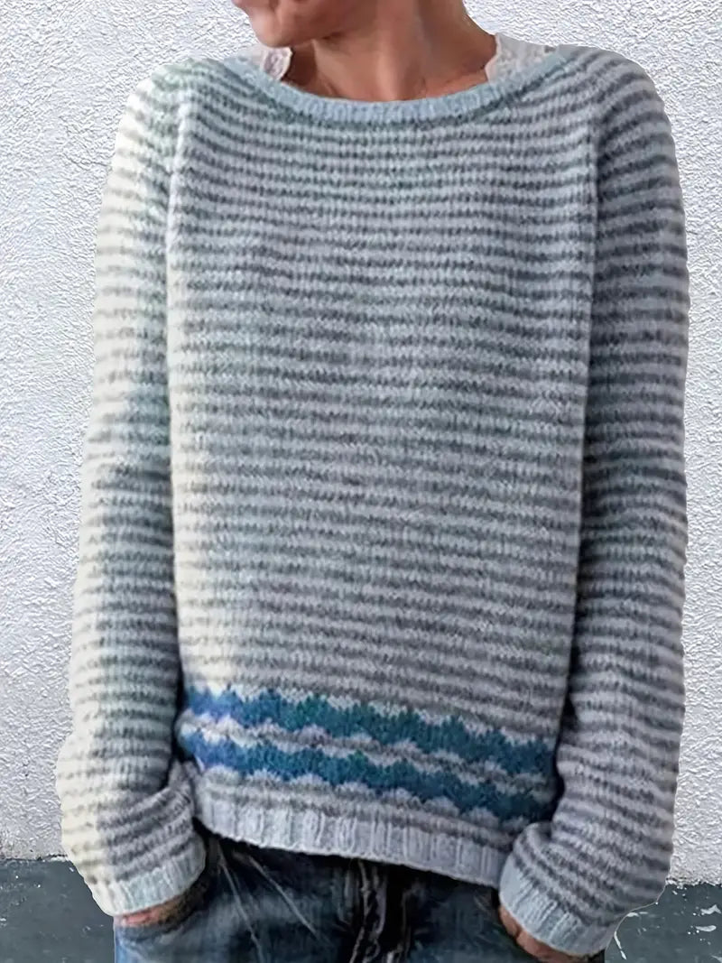 Pullover mit Streifen und U-Boot-Ausschnitt für Damen