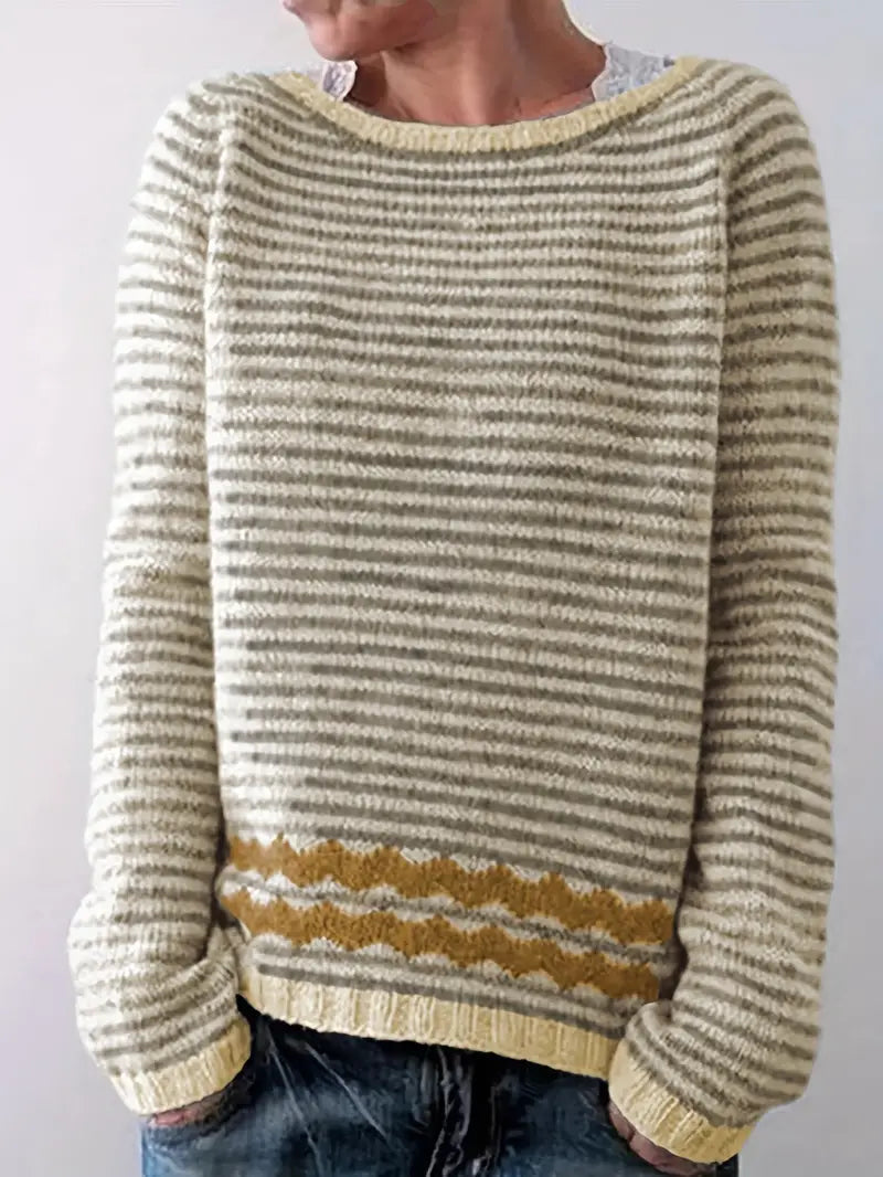 Pullover mit Streifen und U-Boot-Ausschnitt für Damen