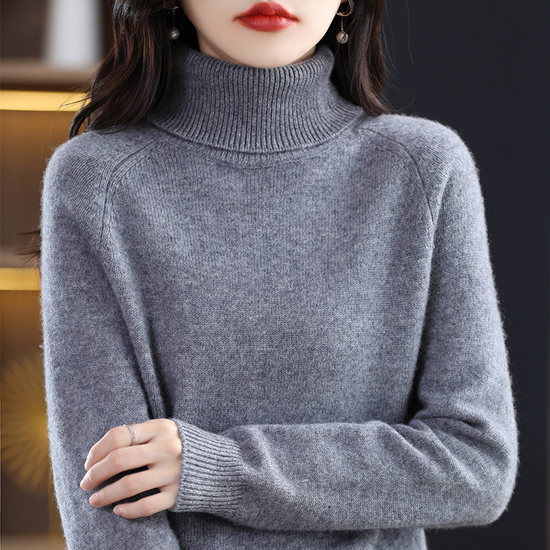 Pullover mit Hochkragen und Raglanärmeln für Damen - Grau