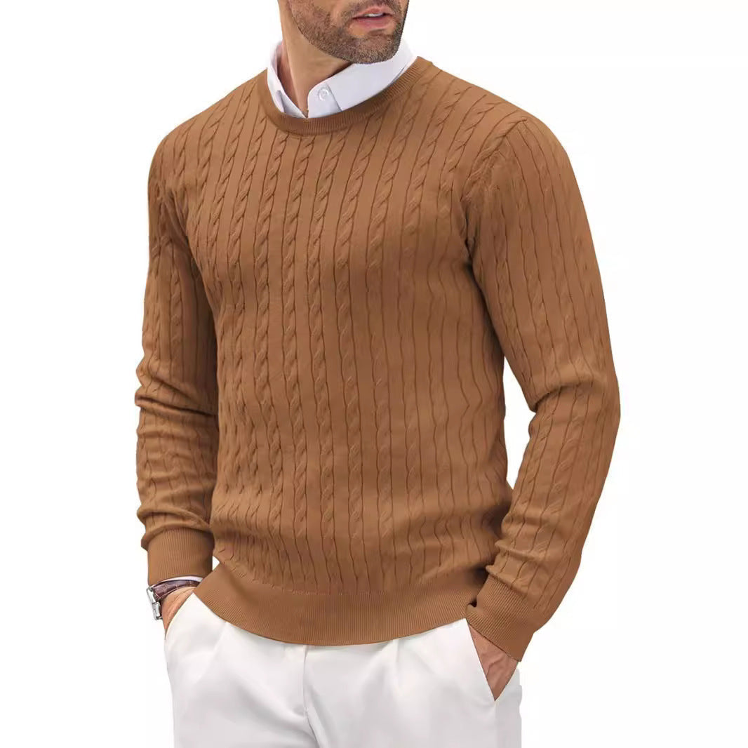 Strickpullover mit Zopfmuster und Rundhalsausschnitt für Herren