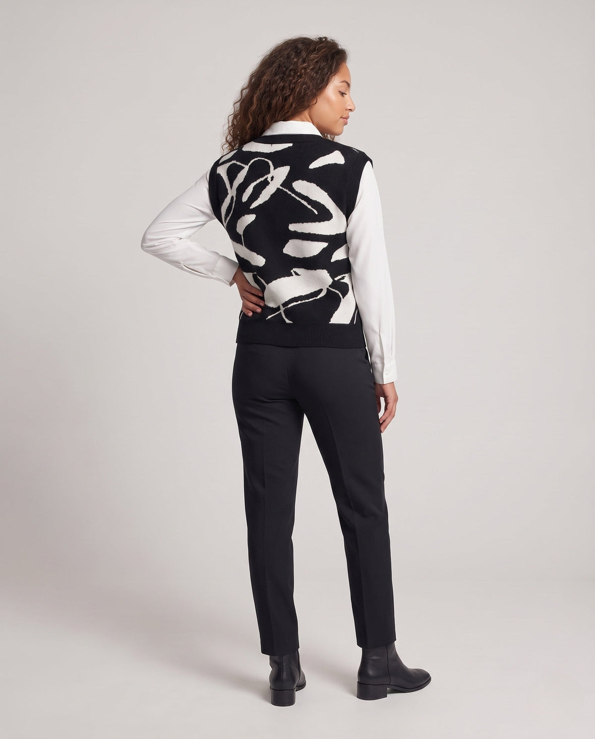 Pullunder mit V-Ausschnitt und Jacquardmuster für Damen