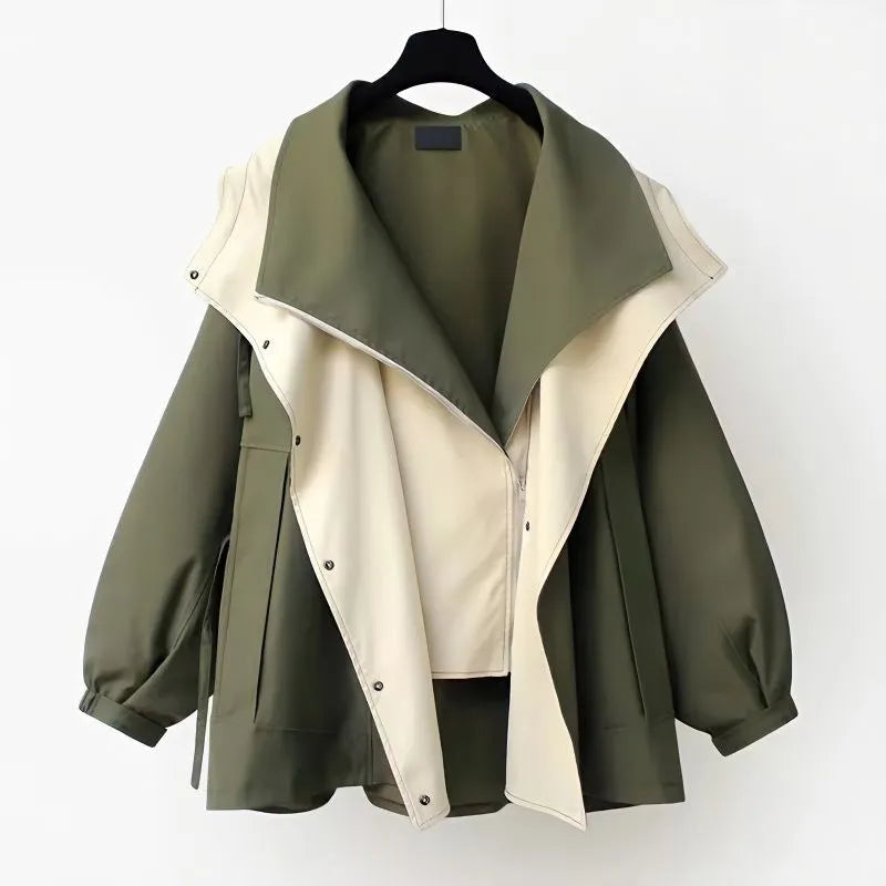 Übergangsjacke mit Kapuze und Taillenkordelzug für Damen