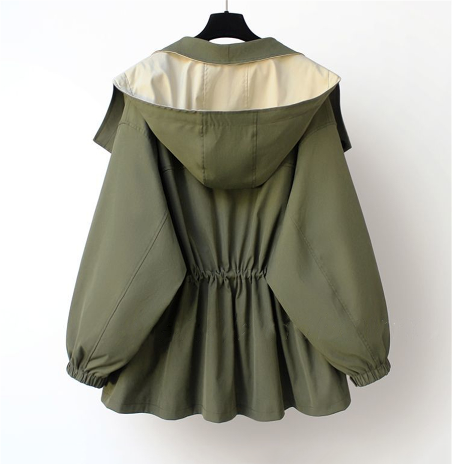 Übergangsjacke mit Kapuze und Taillenkordelzug für Damen