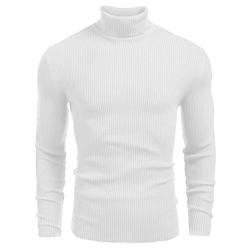 Rollkragenpullover mit Rippen und schmalem Schnitt für Herren - Weiß