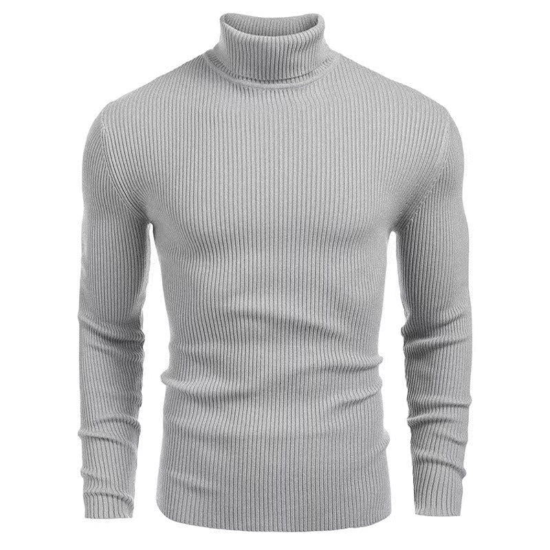 Rollkragenpullover mit Rippen und schmalem Schnitt für Herren - Grau