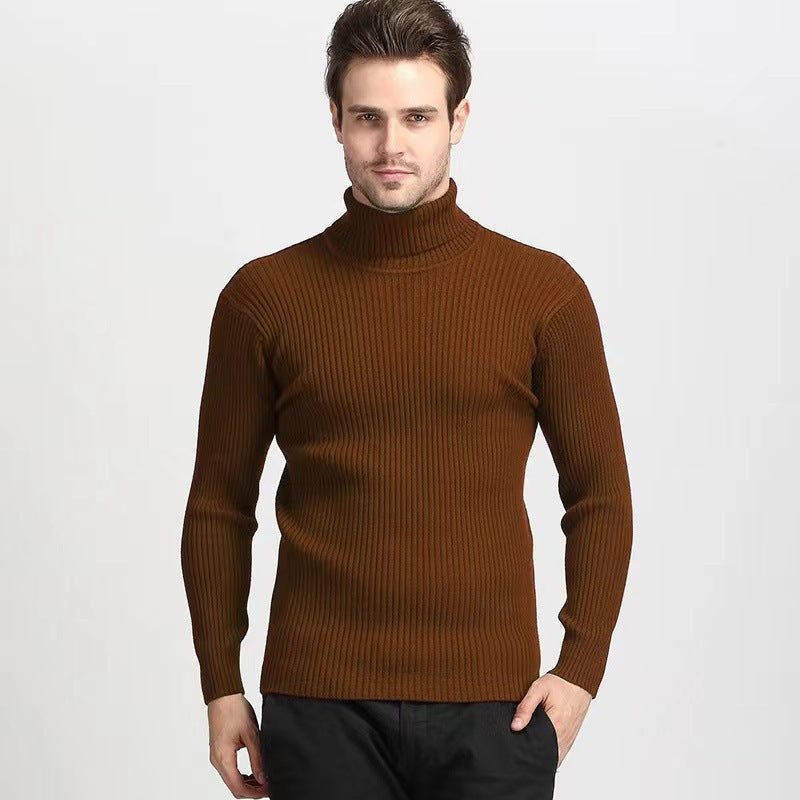 Rollkragenpullover mit Rippen und schmalem Schnitt für Herren - Karamell