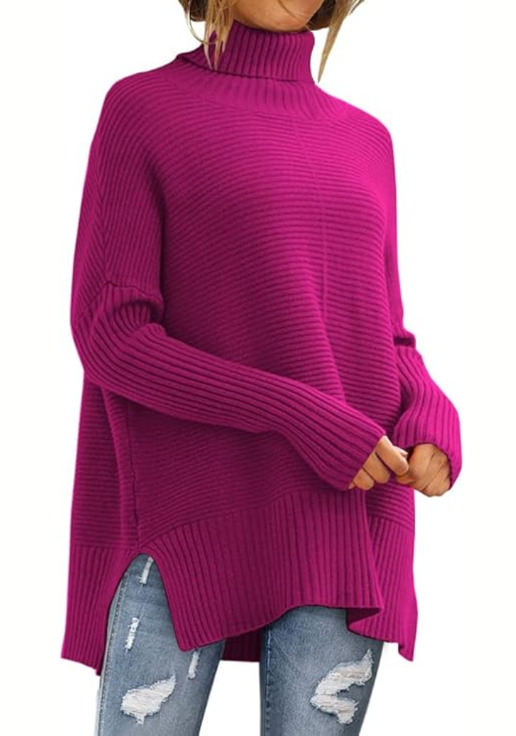 Rollkragenpullover mit Seitenschlitzen und Stufensaum für Damen