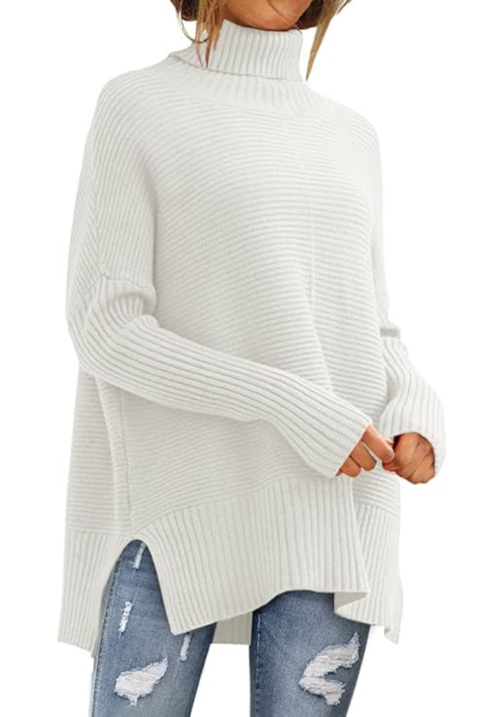 Rollkragenpullover mit Seitenschlitzen und Stufensaum für Damen