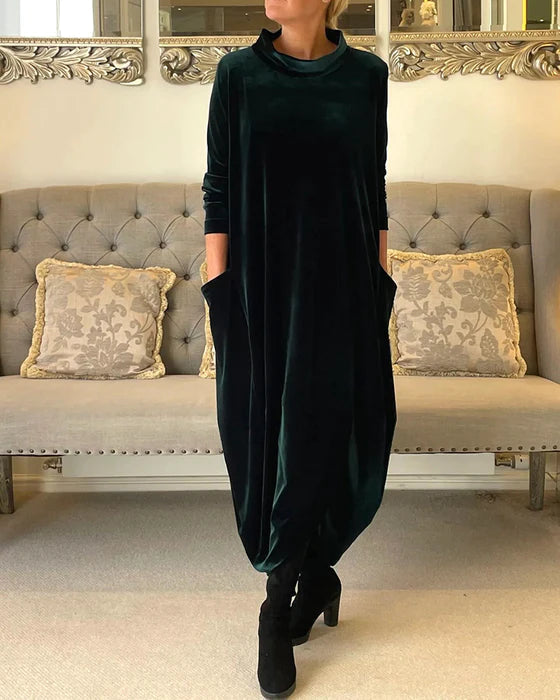 Samtkleid mit Schimmer und Drapierung für Damen