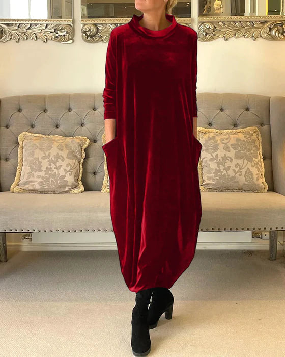 Samtkleid mit Schimmer und Drapierung für Damen