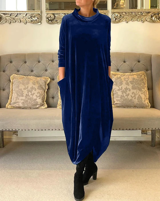 Samtkleid mit Schimmer und Drapierung für Damen