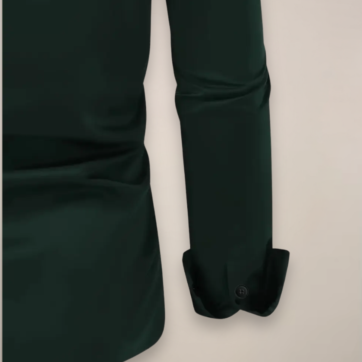 Long-Sleeve Point-Collar Shirt with Buttoned Cuffs - Dark Green