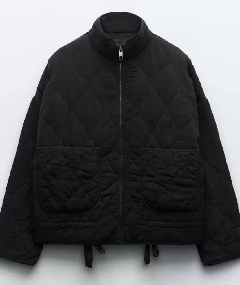Steppjacke mit Reißverschluss und großen Taschen für Damen