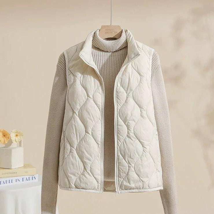 Steppweste mit Stehkragen und großen Taschen für Damen