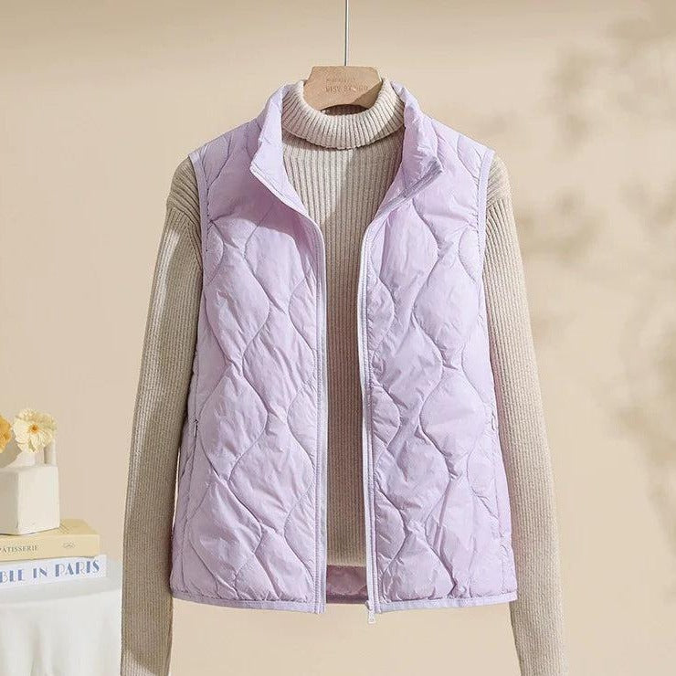 Steppweste mit Stehkragen und großen Taschen für Damen