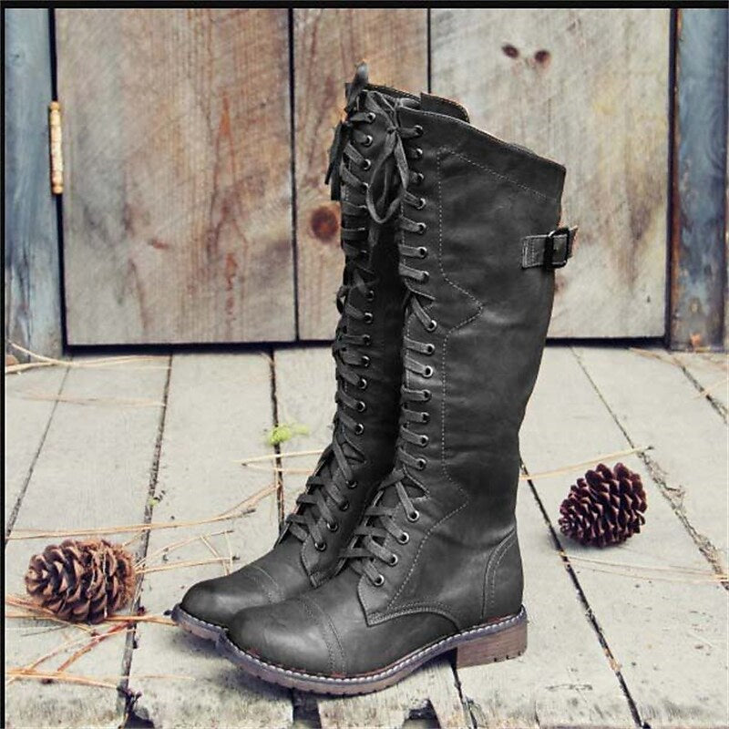 Stiefel im Reitstil mit Schnürung und hohem Schaft für Damen
