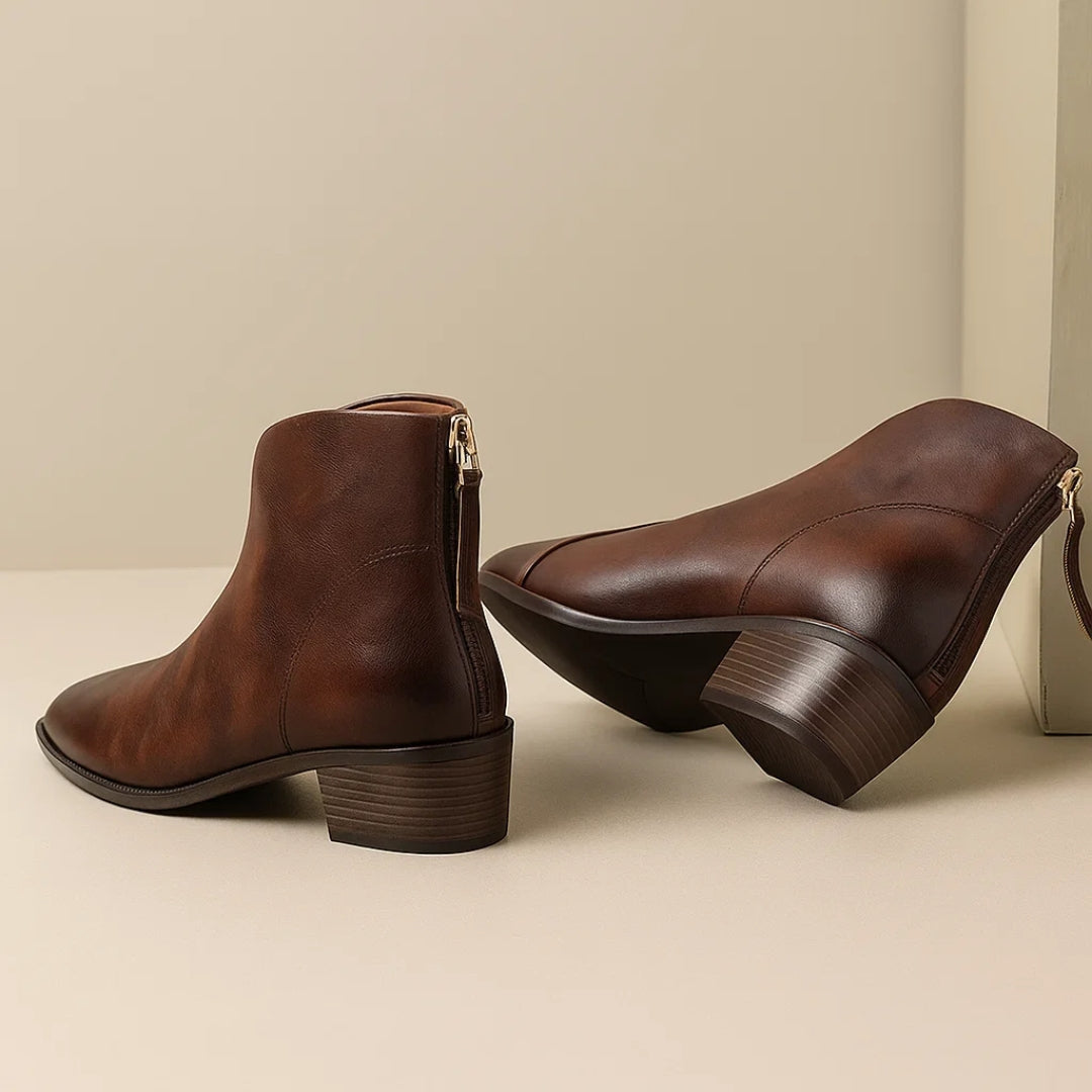 Stiefeletten aus Leder mit niedrigem Absatz für Damen