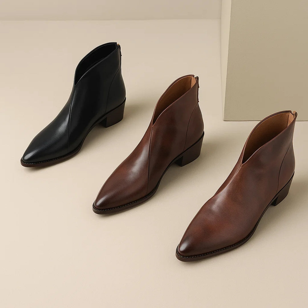 Stiefeletten aus Leder mit niedrigem Absatz für Damen
