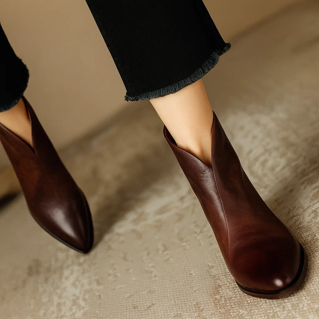 Stiefeletten aus Leder mit niedrigem Absatz für Damen