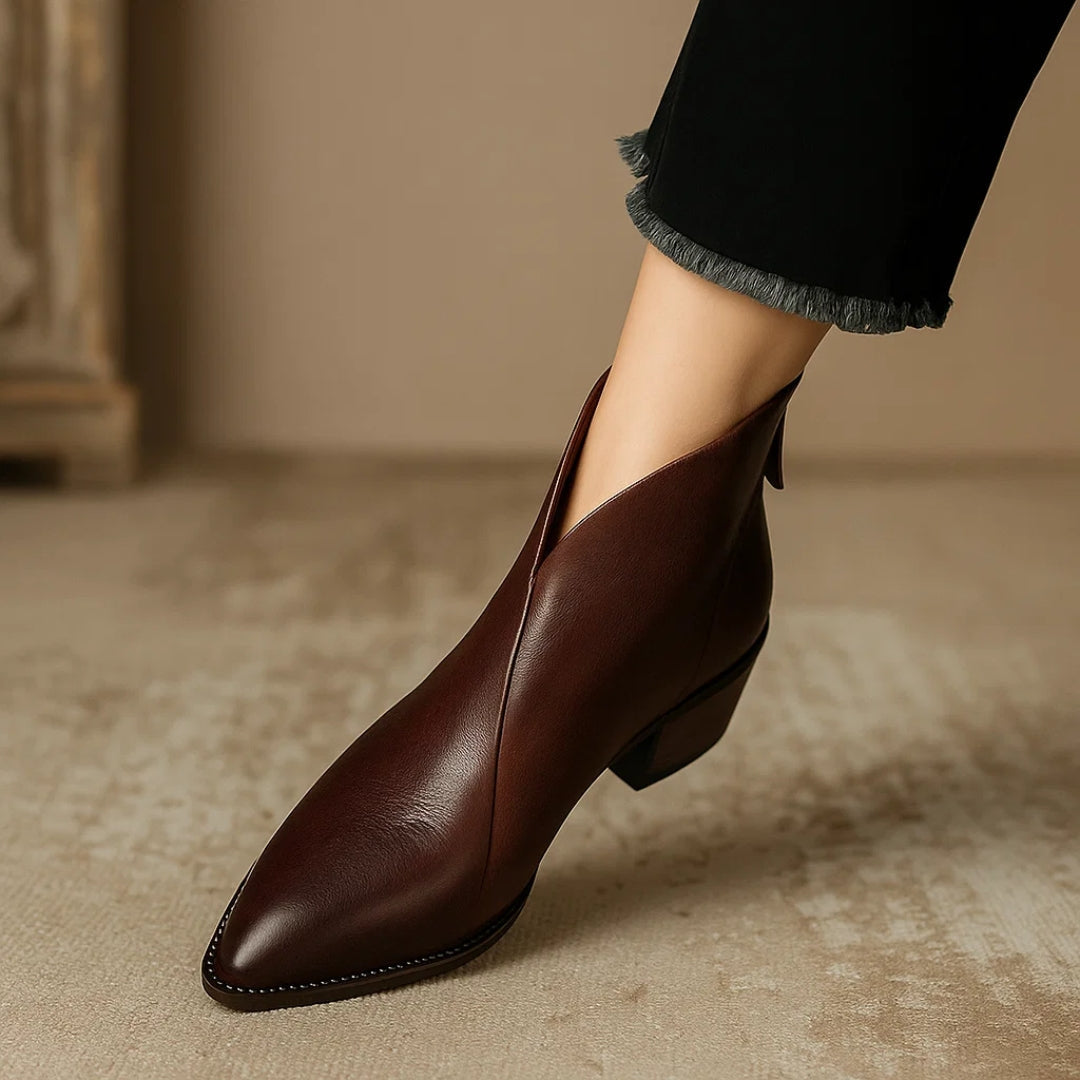 Stiefeletten aus Leder mit niedrigem Absatz für Damen