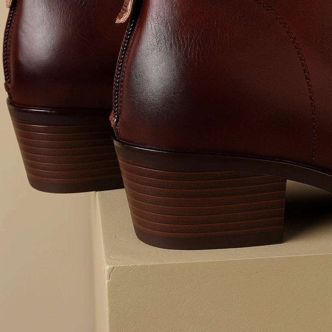 Stiefeletten aus Leder mit niedrigem Absatz für Damen