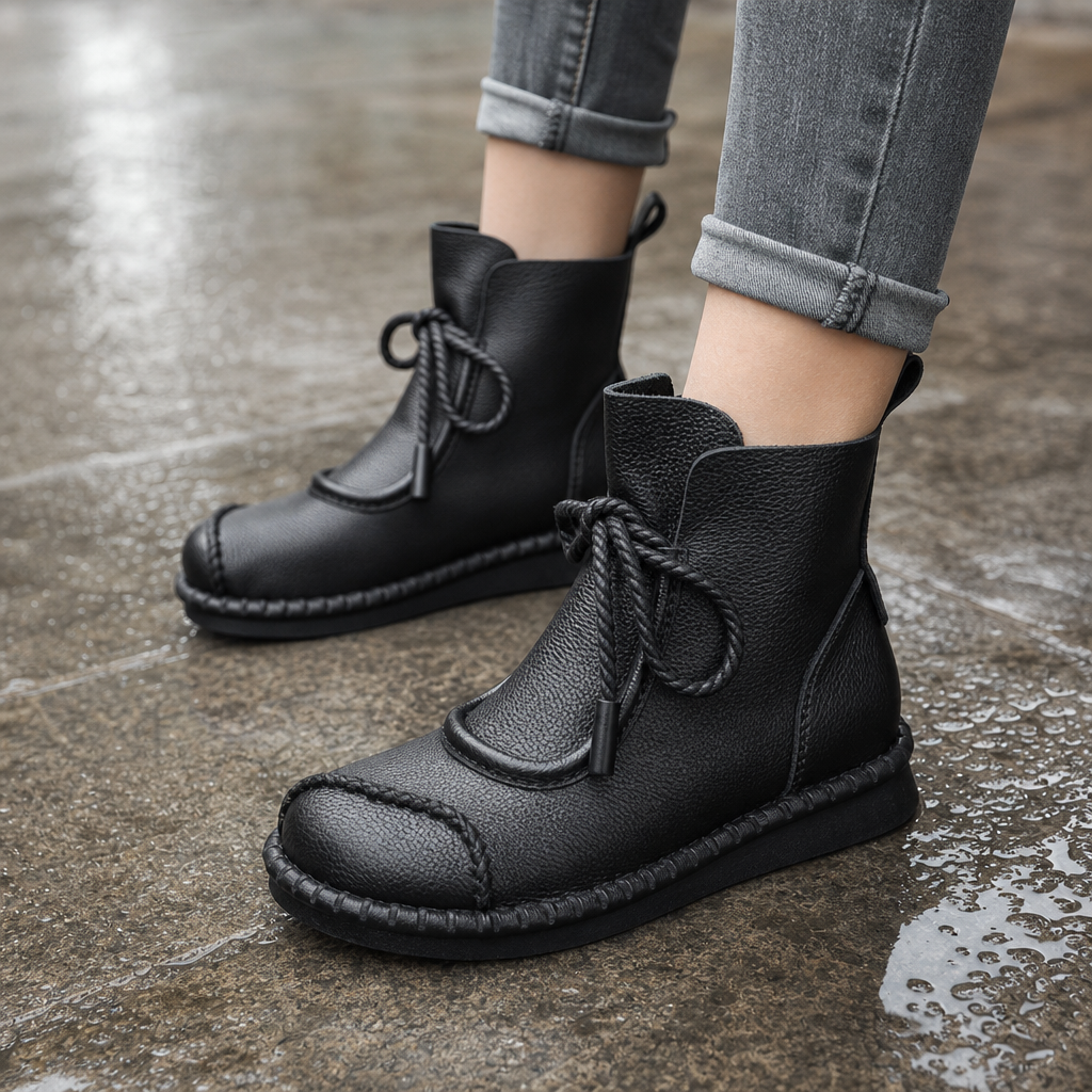 Schnürboots im Retro-Stil mit Gummisohle für Damen