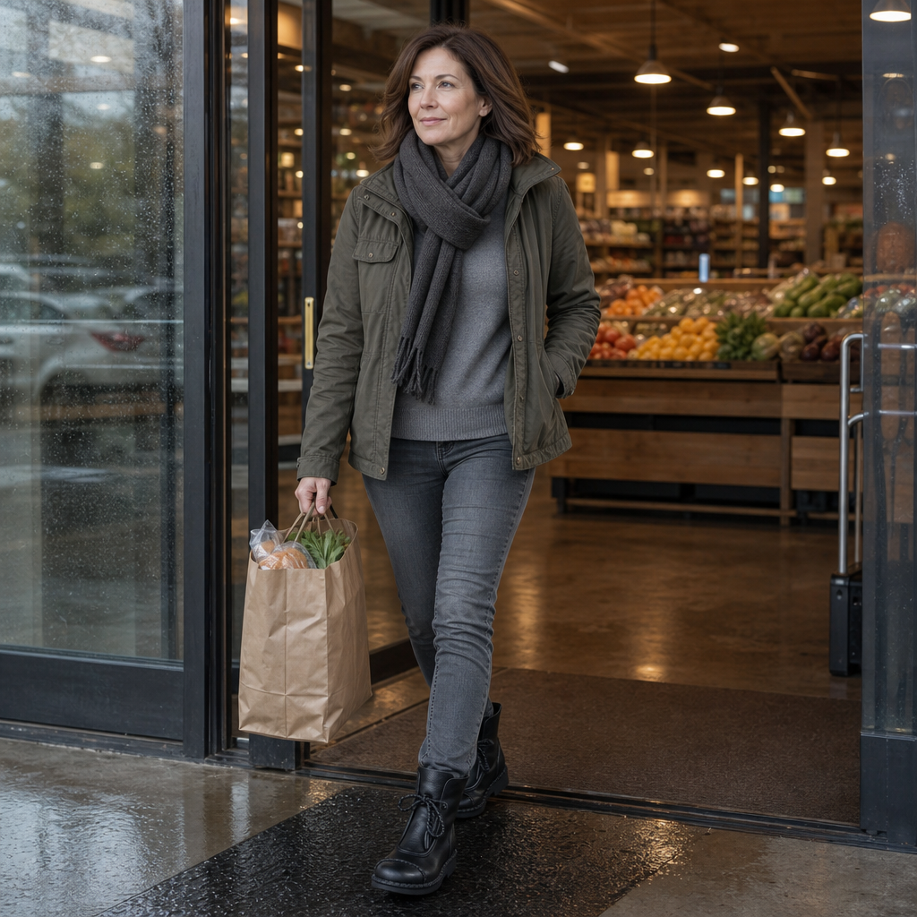 Schnürboots im Retro-Stil mit Gummisohle für Damen