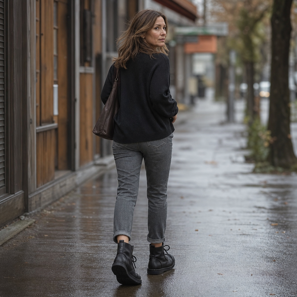 Schnürboots im Retro-Stil mit Gummisohle für Damen