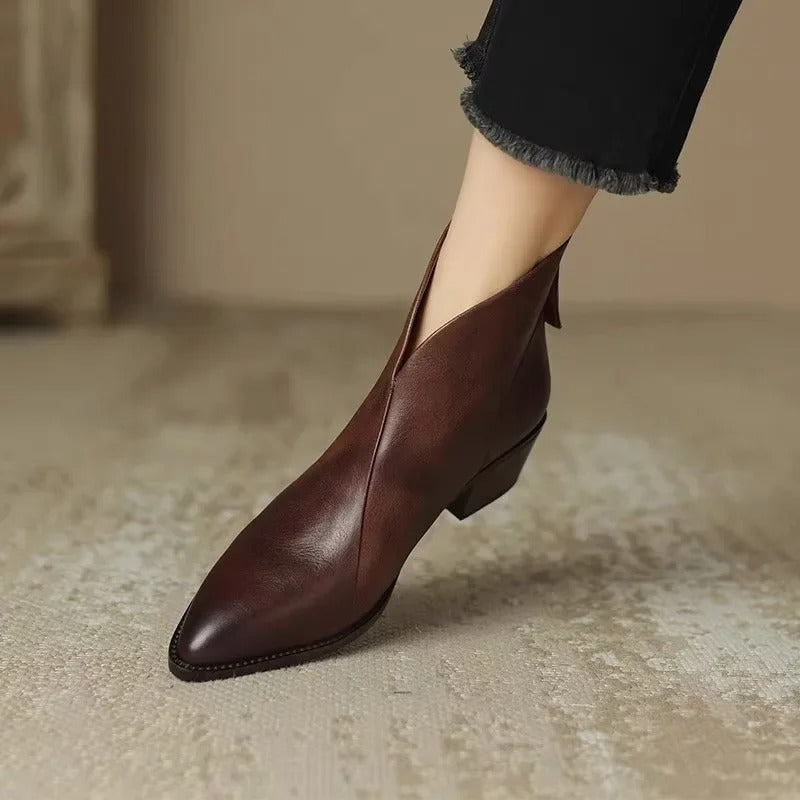 Stiefeletten mit spitzer Zehenform und Blockabsatz für Damen