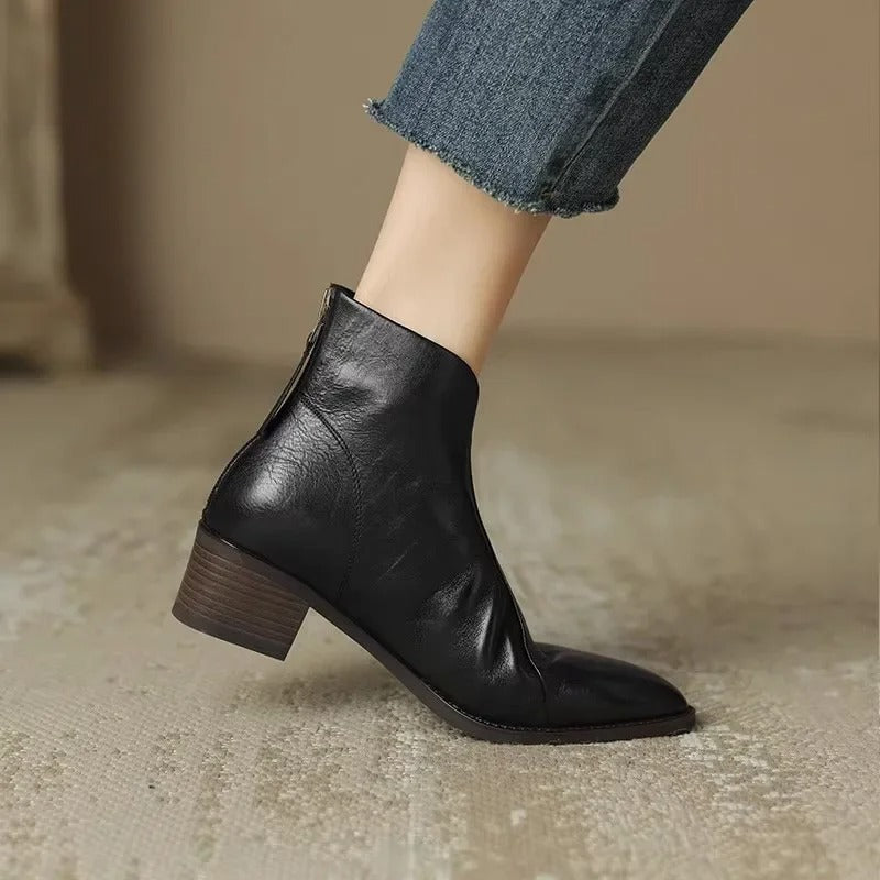Stiefeletten mit spitzer Zehenform und Blockabsatz für Damen