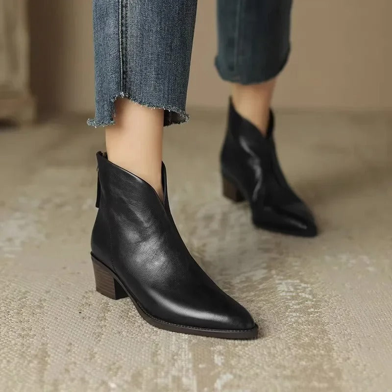 Stiefeletten mit spitzer Zehenform und Blockabsatz für Damen