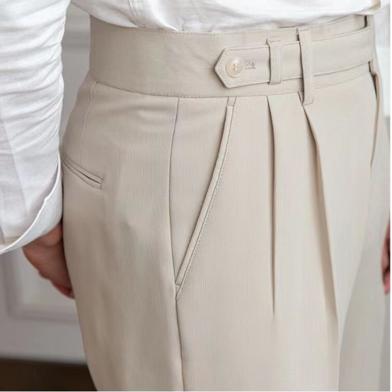 Stoffhose mit geradem Bein und breitem Bund für Herren