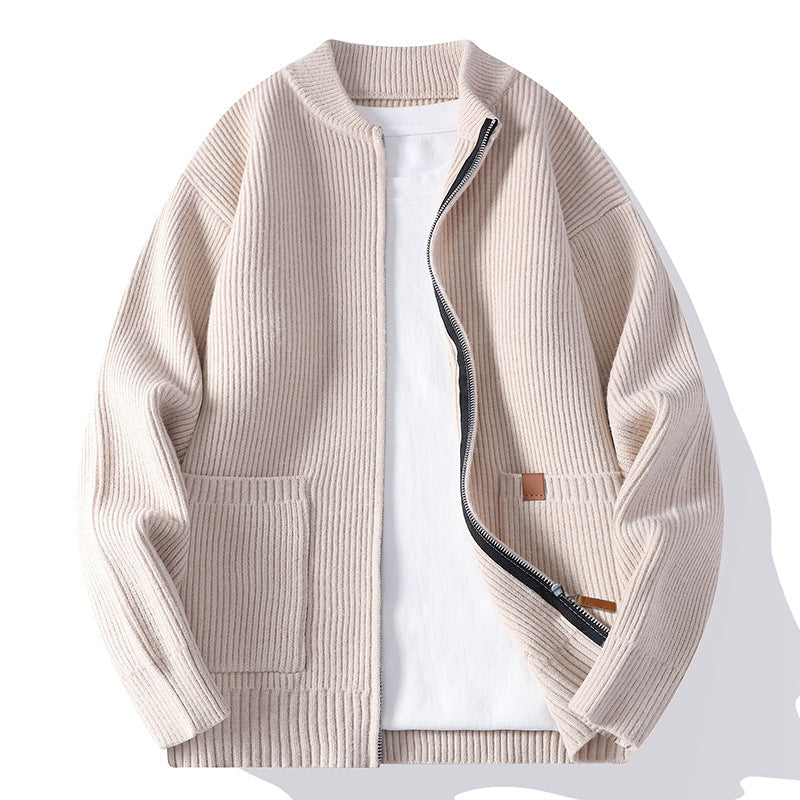 Strickjacke mit Rippstruktur und Reißverschluss für Herren