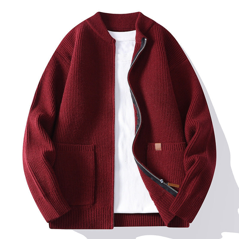 Strickjacke mit Rippstruktur und Reißverschluss für Herren