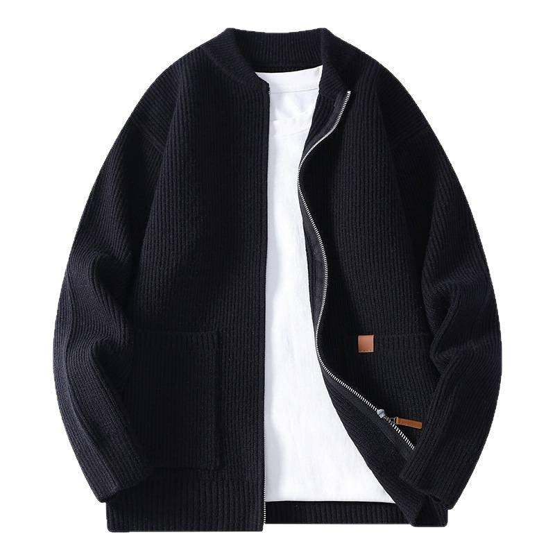 Strickjacke mit Rippstruktur und Reißverschluss für Herren