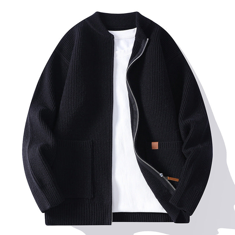 Strickjacke mit Rippstruktur und Reißverschluss für Herren