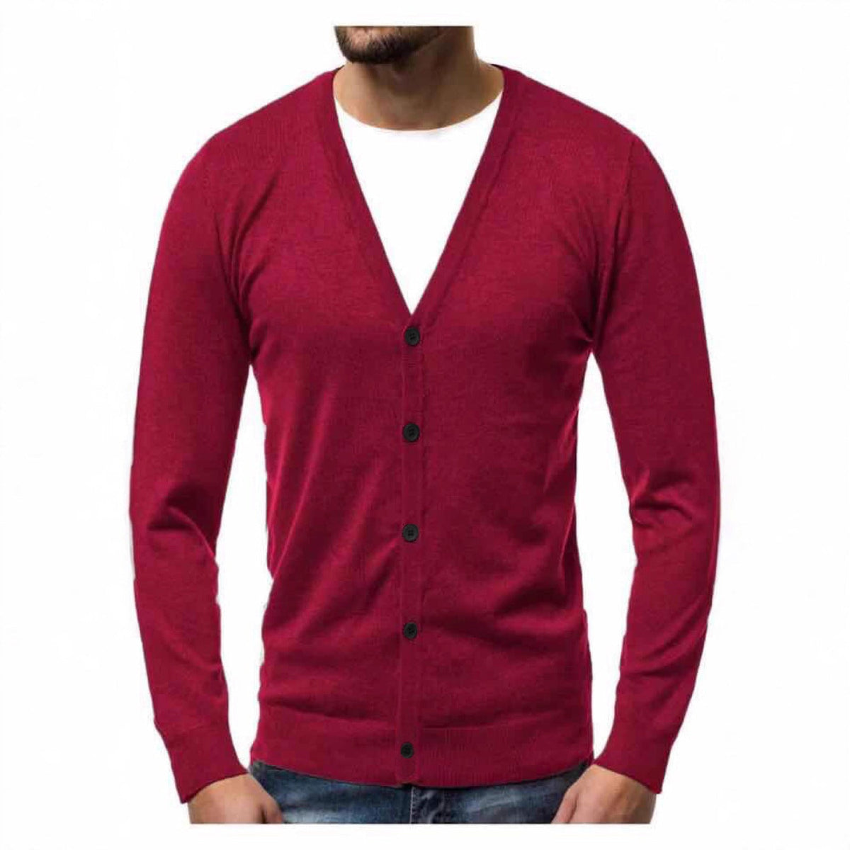 Cardigan mit V-Ausschnitt und Knopfleiste für Herren