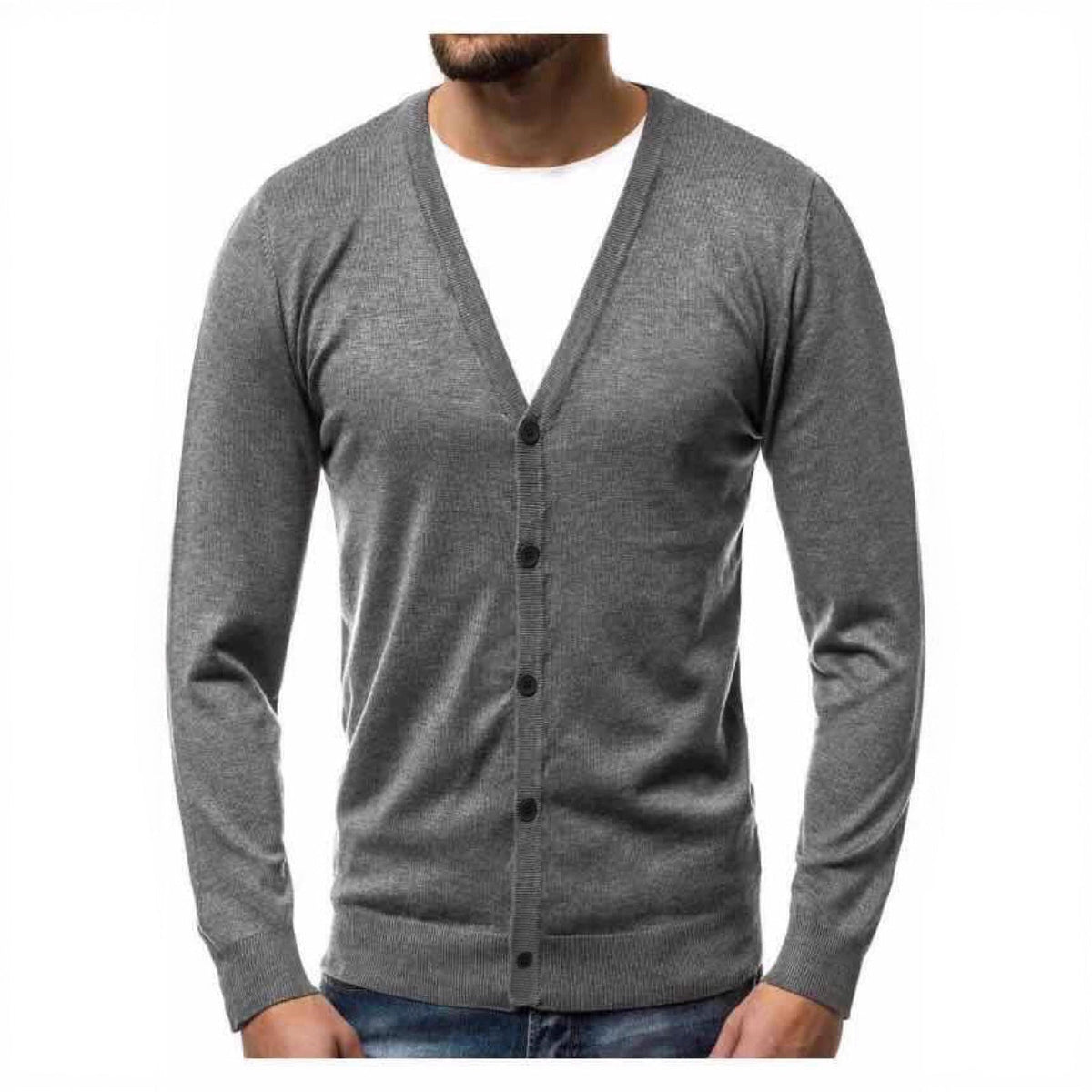 Cardigan mit V-Ausschnitt und Knopfleiste für Herren