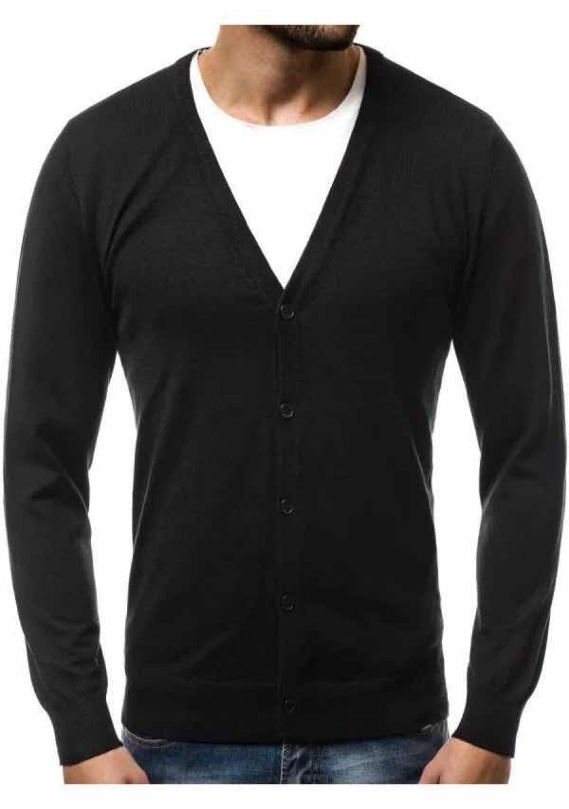 Cardigan mit V-Ausschnitt und Knopfleiste für Herren