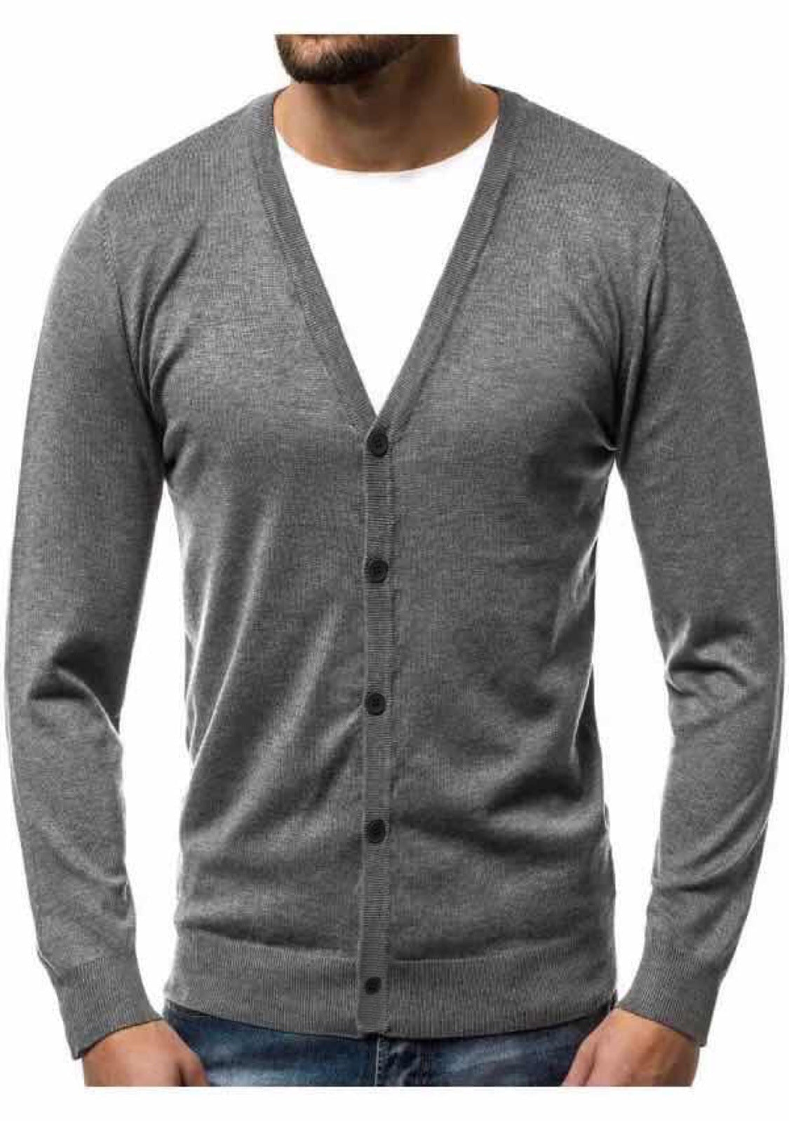 Cardigan mit V-Ausschnitt und Knopfleiste für Herren