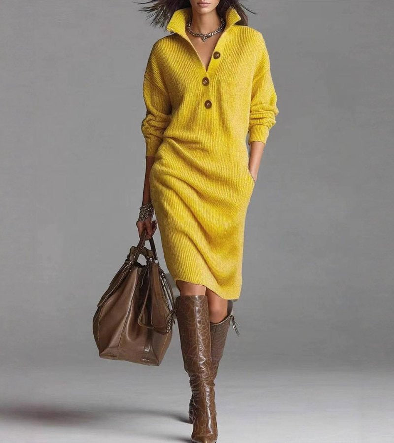 Strickkleid mit Midi-Länge und Knopfleiste für Damen